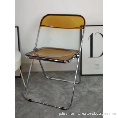 hot sale clear folding chair clear plasticchrome steelframe